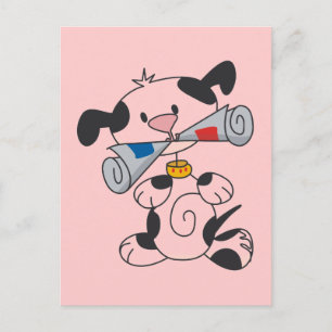 Welpe mit Zeitungs-T - Shirts und Geschenken Postkarte