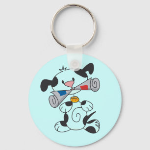 Welpe mit Zeitungs-T-Shirts und Geschenken Schlüsselanhänger