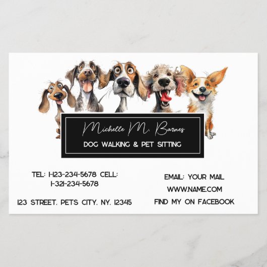Welpe Moderne Dog Walker Pet Sitting Flyer (Vorne)