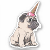 Welpe Möpsen | Aspiration Einhornmuster Aufkleber (Vorderseite)