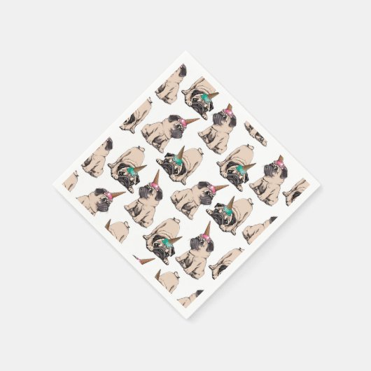 Welpe Möpsen | Aspiration Einhornmuster Serviette (Ecke)