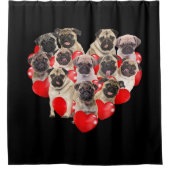 Welpe Möpsen Hundeherz | Valentinstag Duschvorhang (Vorderseite)
