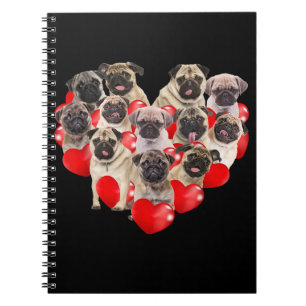 Welpe Möpsen Hundeherz Valentinstag Notizblock