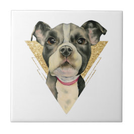 "Welpe mustert" das Pitbull-HundeAquarell, das 3 Fliese