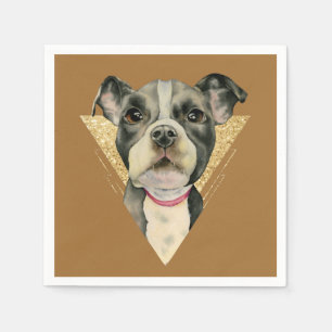 "Welpe mustert" das Pitbull-HundeAquarell, das 3 Serviette