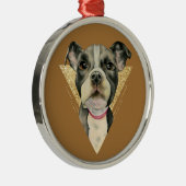 "Welpe mustert" das Pitbull-HundeAquarell, das 3 Silbernes Ornament (Rechts)