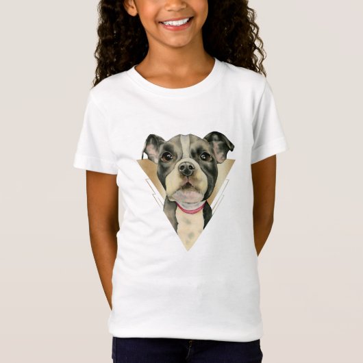 "Welpe mustert" das Pitbull-HundeAquarell, das 4 T-Shirt (Vorderseite)