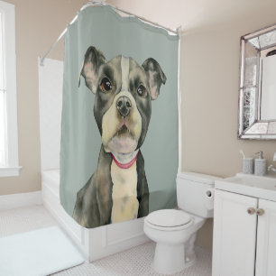 "Welpe mustert" Pitbull-HundeAquarell-Malerei Duschvorhang