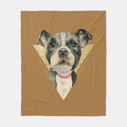 Welpe mustert | Pitbull-HundeAquarell-Malerei Fleecedecke (Vorderseite)