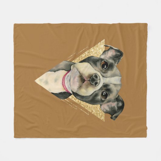 Welpe mustert | Pitbull-HundeAquarell-Malerei Fleecedecke (Vorderseite (Horizontal))