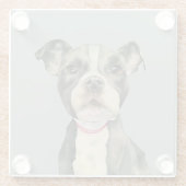 "Welpe mustert" Pitbull-HundeAquarell-Malerei Glasuntersetzer (Rückseite)