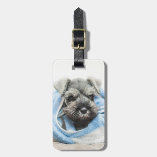 Welpe nach Bad Gepäckanhänger (Vorderseite vertikal)