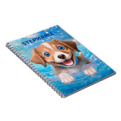 Welpe Niedlich schwimmen Hund Personalisierte Kind Notizblock (Rechte Seite)
