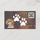 Welpe | Niedliche Doggie Paws | Holz | QR Code Visitenkarte (Vorderseite)