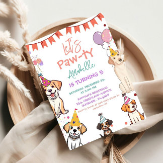 Welpe Party Dog Let's Pawty Birthday Einladung