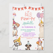 Welpe Party Dog Let's Pawty Birthday Einladung (Vorderseite)