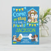 Welpe Party Einladung Hoggy Birthday Pawty Boy (Stehend Vorderseite)