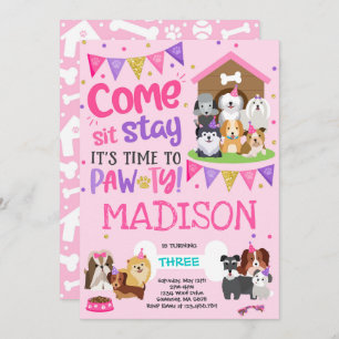Welpe Party Einladung Rosa Hunde Geburtstagsparty