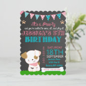 Welpe Party Einladung Welpe Paw ty Geburtstag (Stehend Vorderseite)