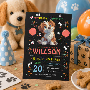 Welpe Party Geburtstag Niedliches Kinderhundethe Einladung