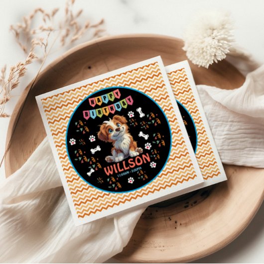 Welpe Party Geburtstag | Niedliches Kinderhundethe Serviette