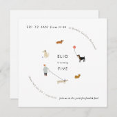 Welpe Party Moderner Hund Geburtstag Einladung - P (Vorne/Hinten)