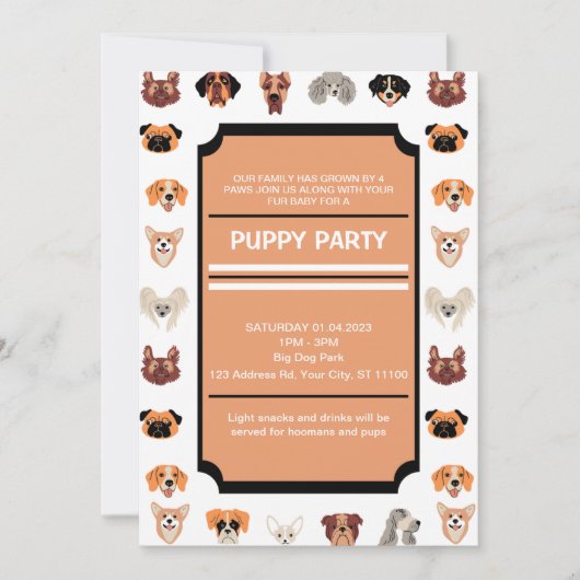 Welpe Party, neues Welpen-Party, Hund zum Geburtst Einladung (Vorderseite)