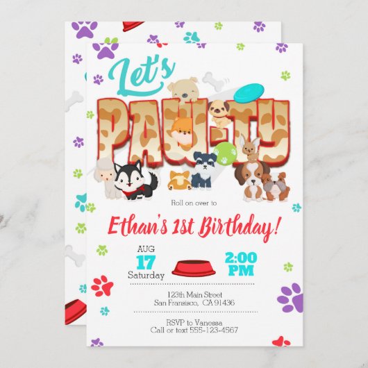 Welpe Party oder Adoptier einer Begleiter-Party Ei Einladung (Vorne/Hinten)