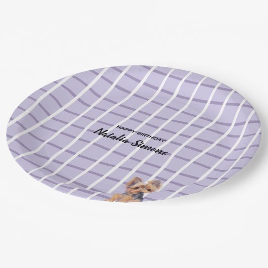 Welpe Party Plate - Yorkie Pappteller (Schrägansicht)