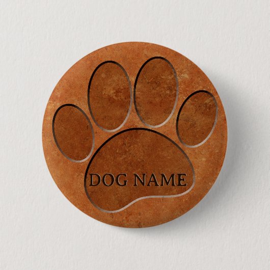 Welpe Paw Imitats Terracotta Print Individuelle Na Button (Vorderseite)