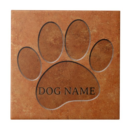 Welpe Paw Imitats Terracotta Print Individuelle Na Fliese (Vorderseite)