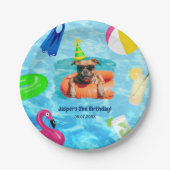 Welpe Pawty Birthday Dog Pool Party Pappteller (Vorderseite)