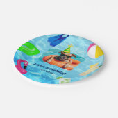 Welpe Pawty Birthday Dog Pool Party Pappteller (Schrägansicht)