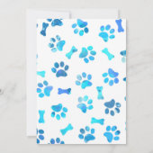 Welpe Pawty - Blue Boy Pet - Hund Birthday Puppy Einladung (Rückseite)