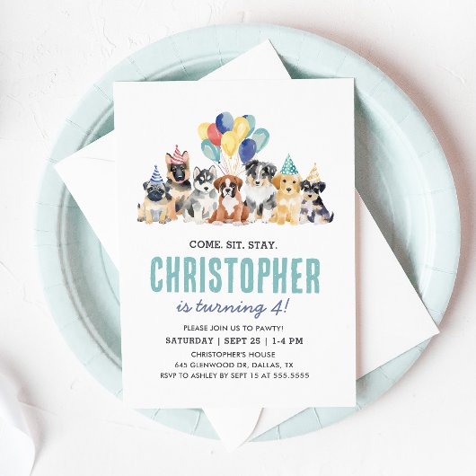Welpe Pawty Dog Geburtstag Einladung