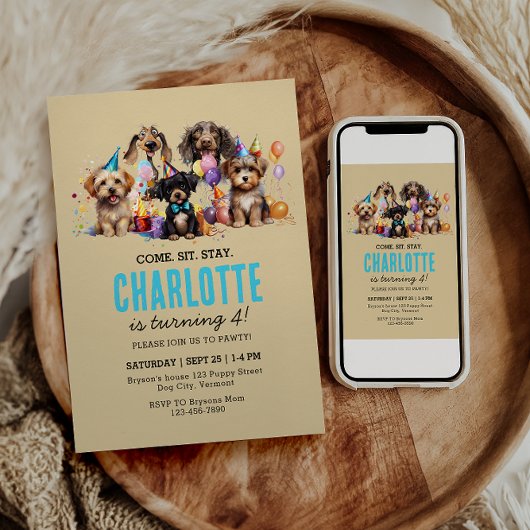 Welpe Pawty Dog Geburtstag Einladung