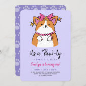Welpe Pawty Einladung zum Geburtstag (Vorne/Hinten)