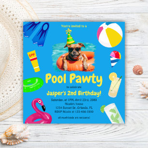 Welpe Pawty Pool Party Hund Geburtstag Einladung