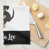 Welpe personalizable Hundename Schwarz-weiß braun Geschirrtuch (Viertel Falte)