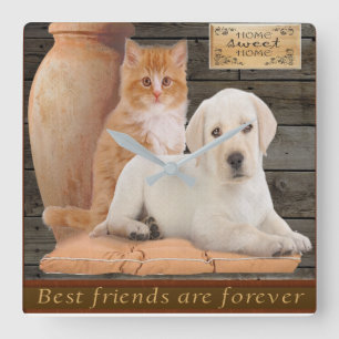 Welpe Quadratische Wanduhr