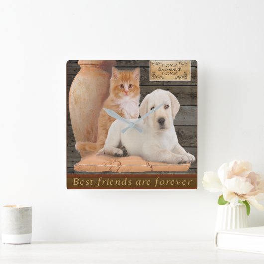 Welpe Quadratische Wanduhr (Zuhause)