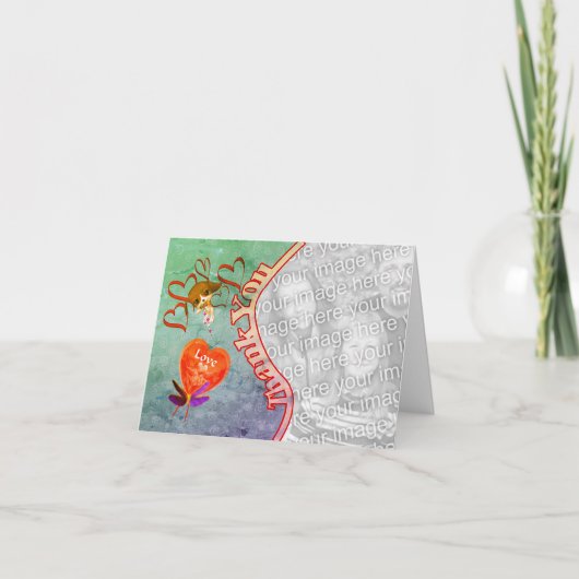 Welpe Red Hearts Vielen Dank Foto Card Dankeskarte (Vorderseite)