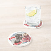 Welpe Sandstein Untersetzer (Seite)