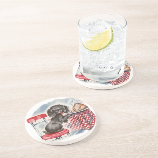 Welpe Sandstein Untersetzer (Seite)