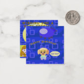 Welpe Spaceship Happy Birthday Flat Note Card Mitteilungskarte (Vorderseite/Rückseite Beispiel)