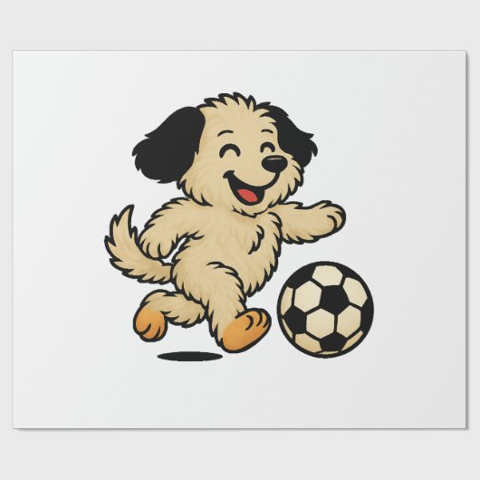 Welpe spielt Fußball Geschenkpapier (Flach)