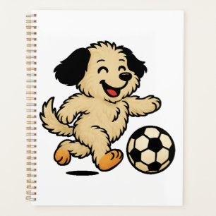 Welpe spielt Fußball Planer