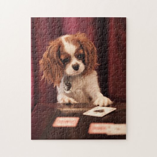 Welpe spielt Karten Puzzle (Vertikal)