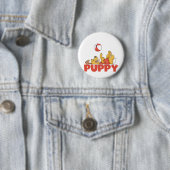 Welpe spielt T-Shirts und Geschenke Button (Beispiel)