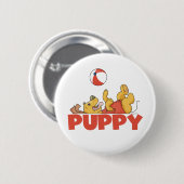 Welpe spielt T-Shirts und Geschenke Button (Vorne & Hinten)